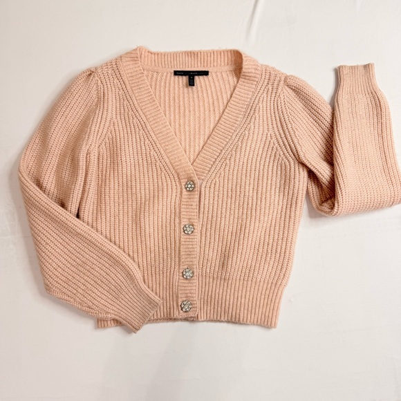 White House Black Market Sweaters - White House Black Market Light Pink Knit Cardigan